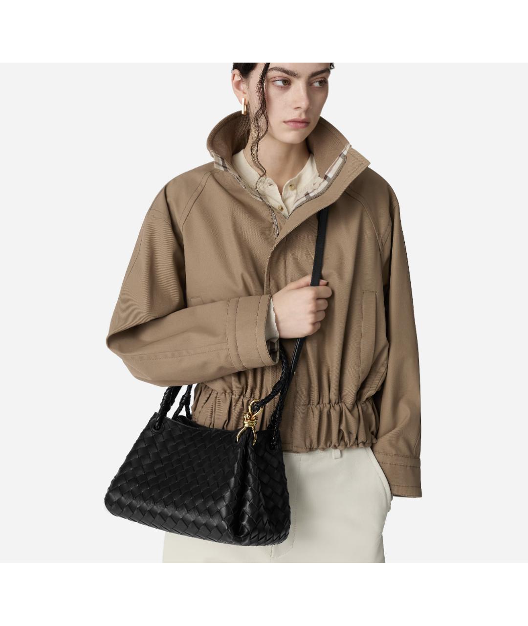 BOTTEGA VENETA Черная кожаная сумка тоут, фото 6