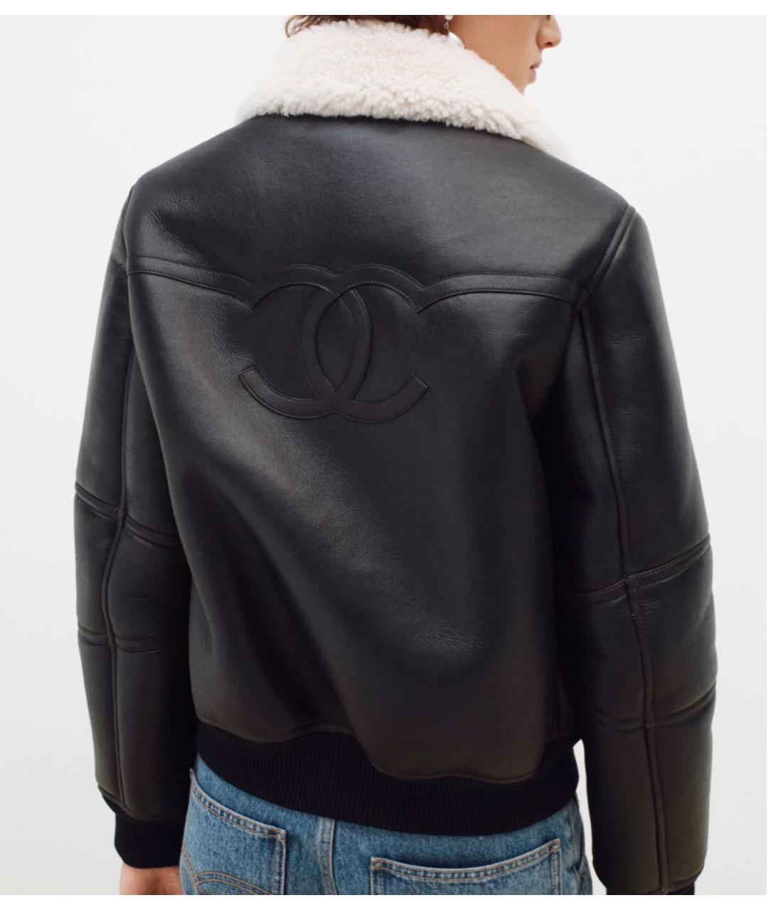 CHANEL Черная кожаная дубленка, фото 3
