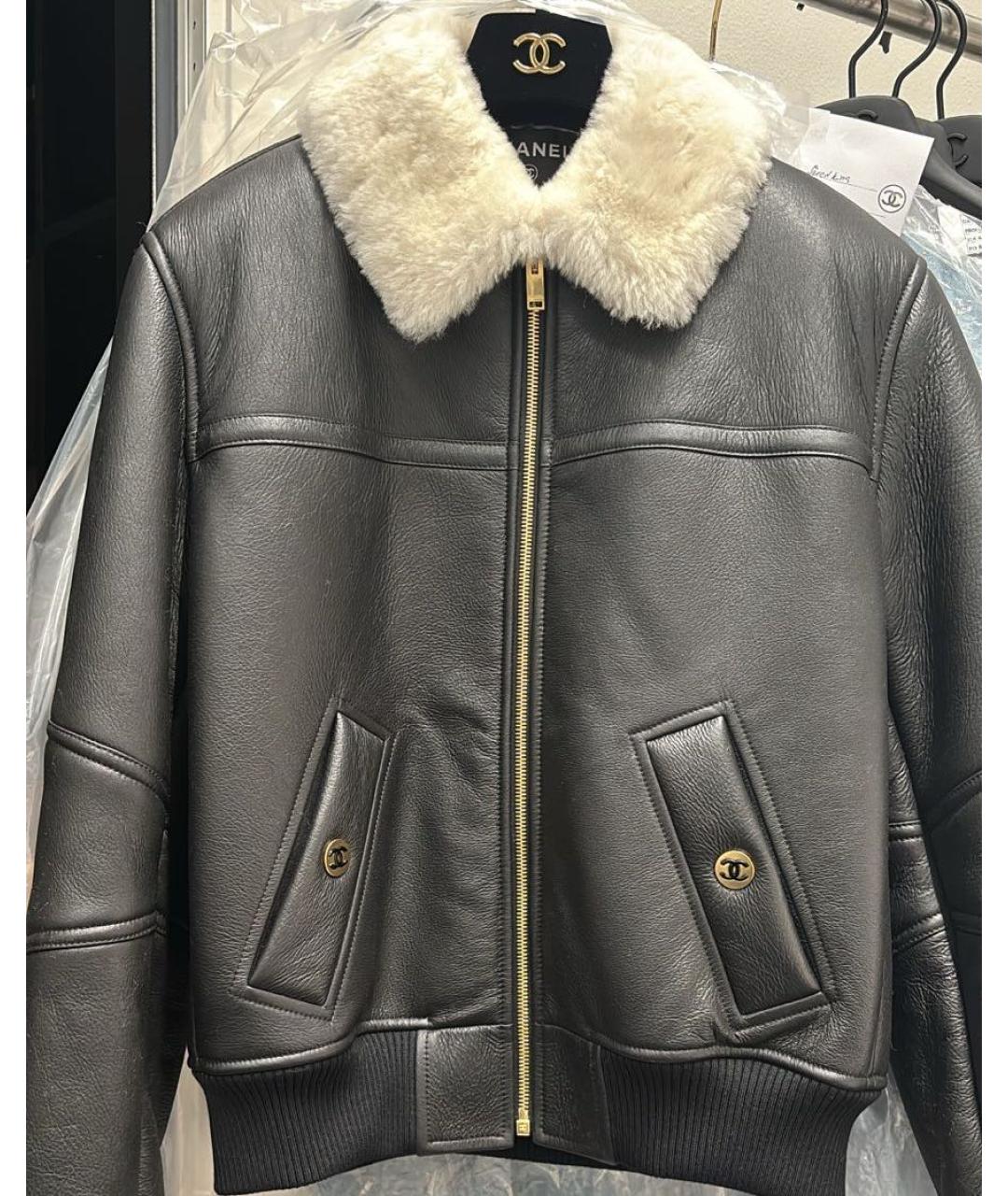 CHANEL Черная кожаная дубленка, фото 5