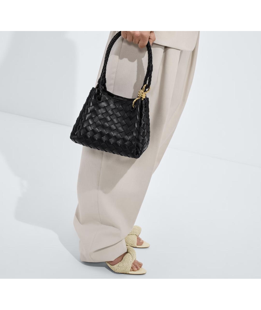 BOTTEGA VENETA Черная кожаная сумка тоут, фото 2