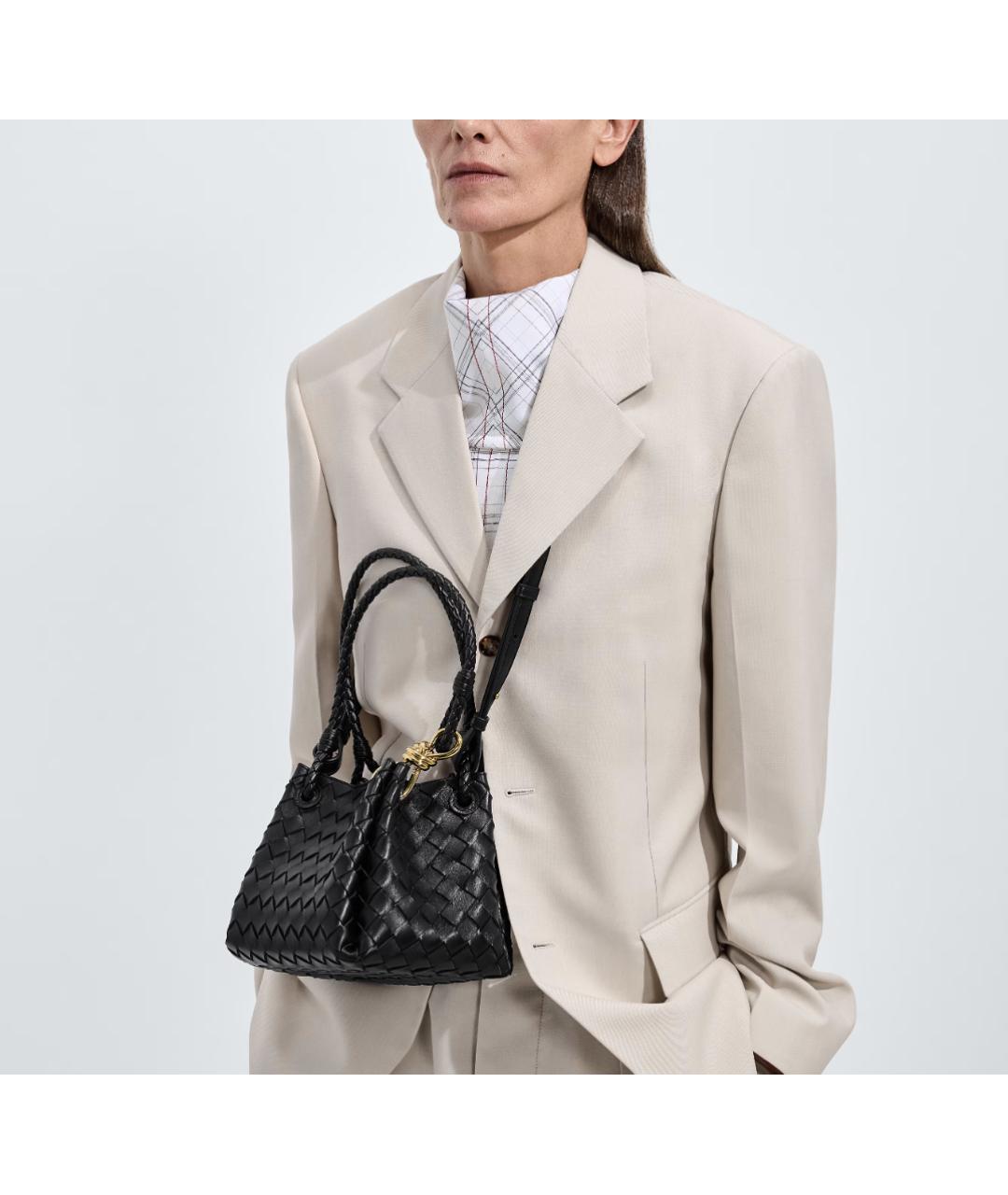 BOTTEGA VENETA Черная кожаная сумка тоут, фото 6