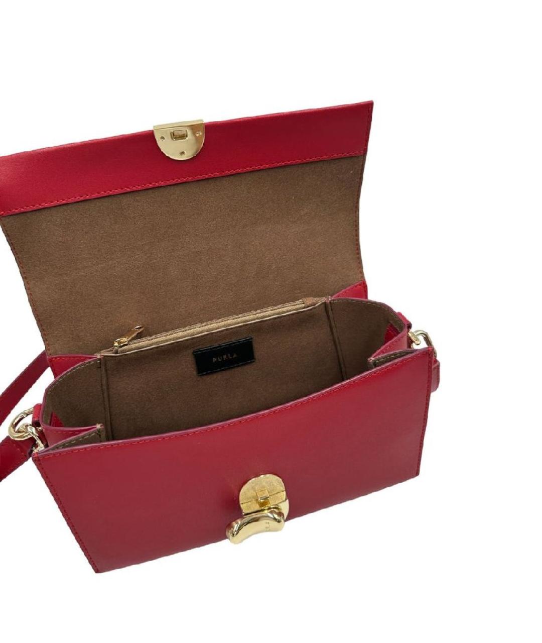FURLA Бордовая кожаная сумка через плечо, фото 4