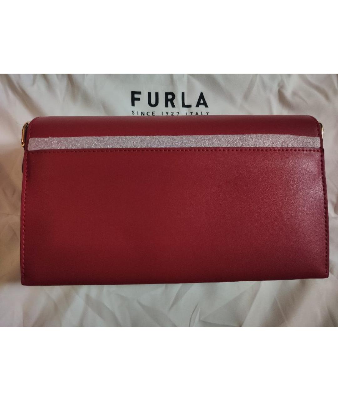 FURLA Бордовая кожаная сумка через плечо, фото 7