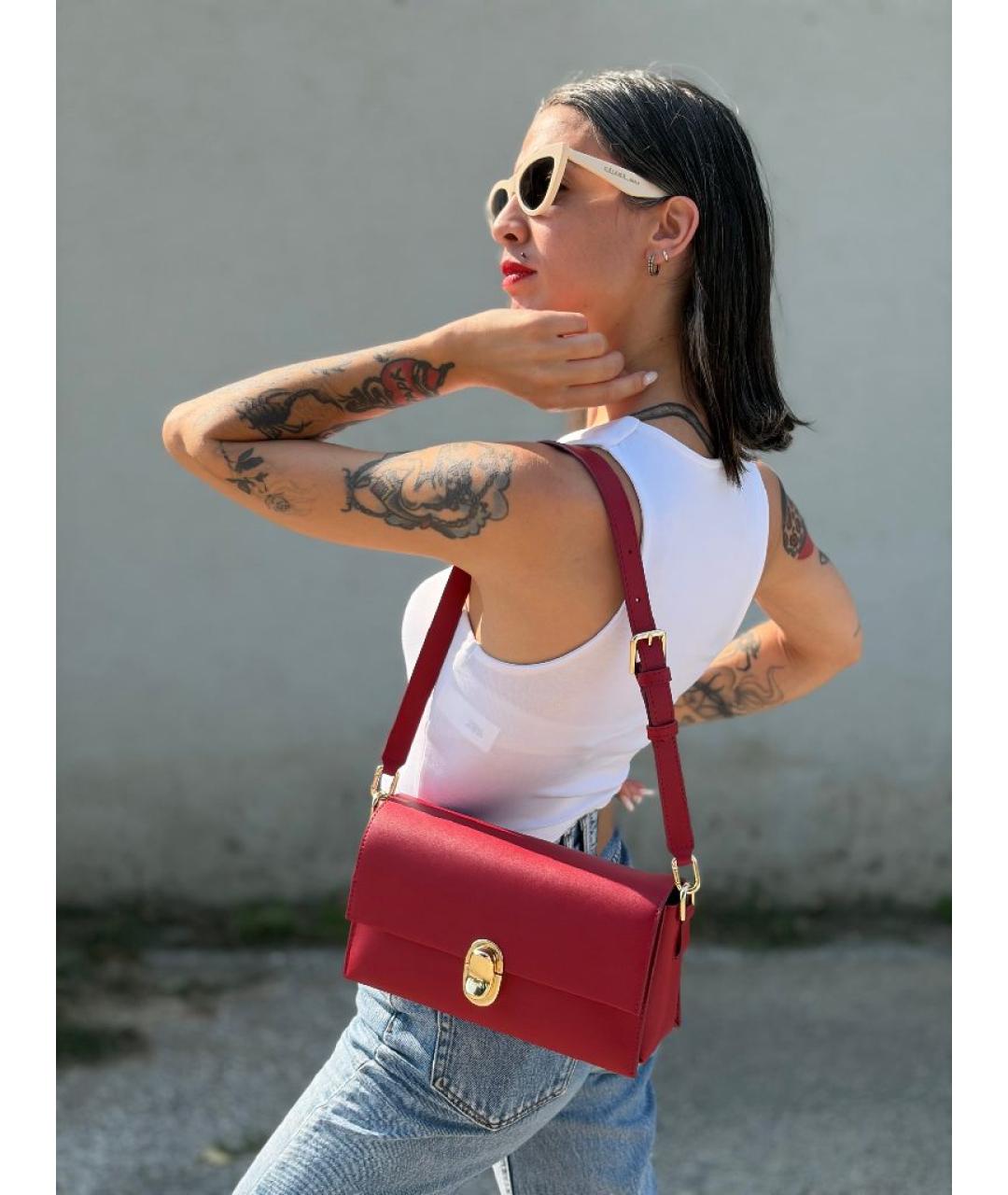 FURLA Бордовая кожаная сумка через плечо, фото 8