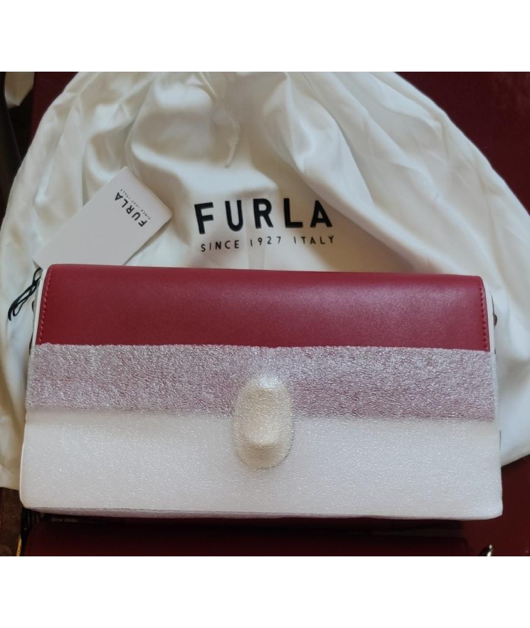 FURLA Бордовая кожаная сумка через плечо, фото 6