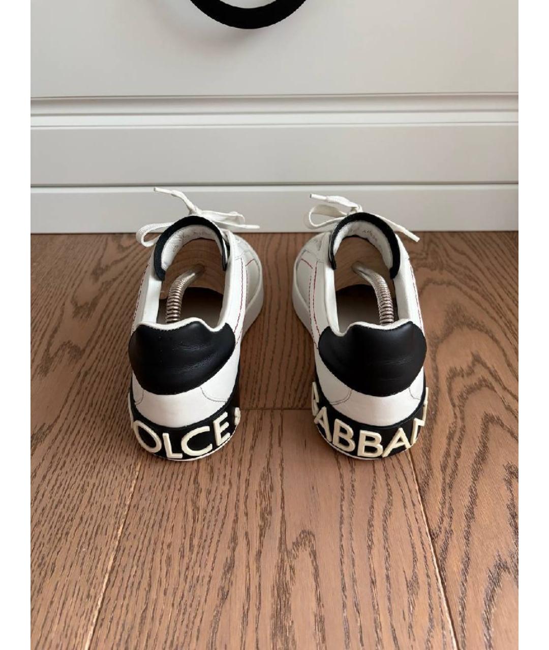 DOLCE&GABBANA Белые кожаные низкие кроссовки / кеды, фото 3