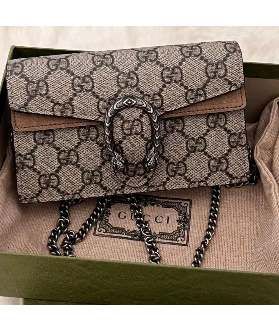 GUCCI Коричневая сумка через плечо из канвы, фото 4