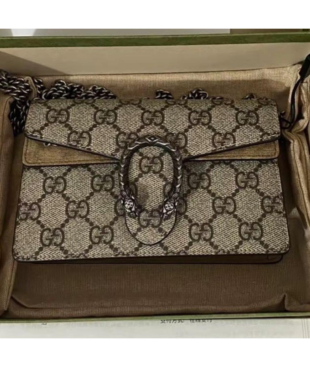 GUCCI Коричневая сумка через плечо из канвы, фото 3