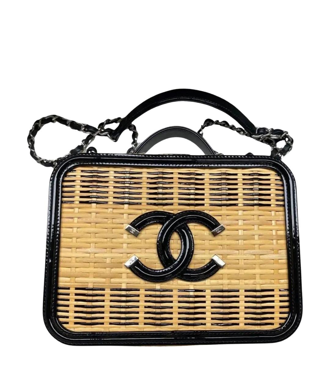 CHANEL Коричневая рафиевая сумка через плечо, фото 1