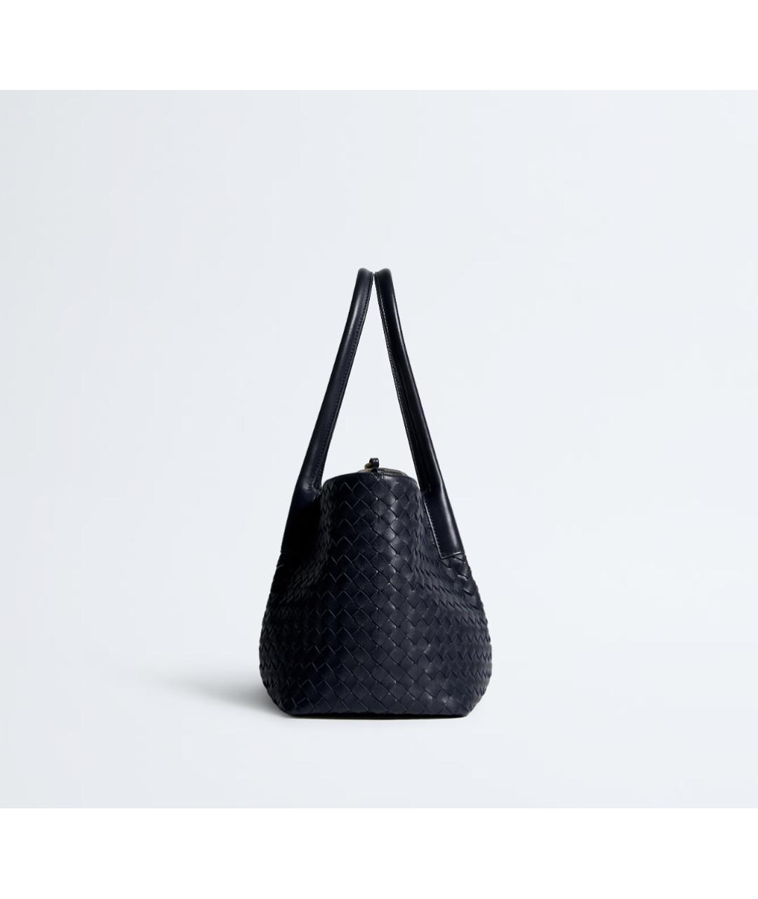 BOTTEGA VENETA Темно-синяя кожаная сумка тоут, фото 5