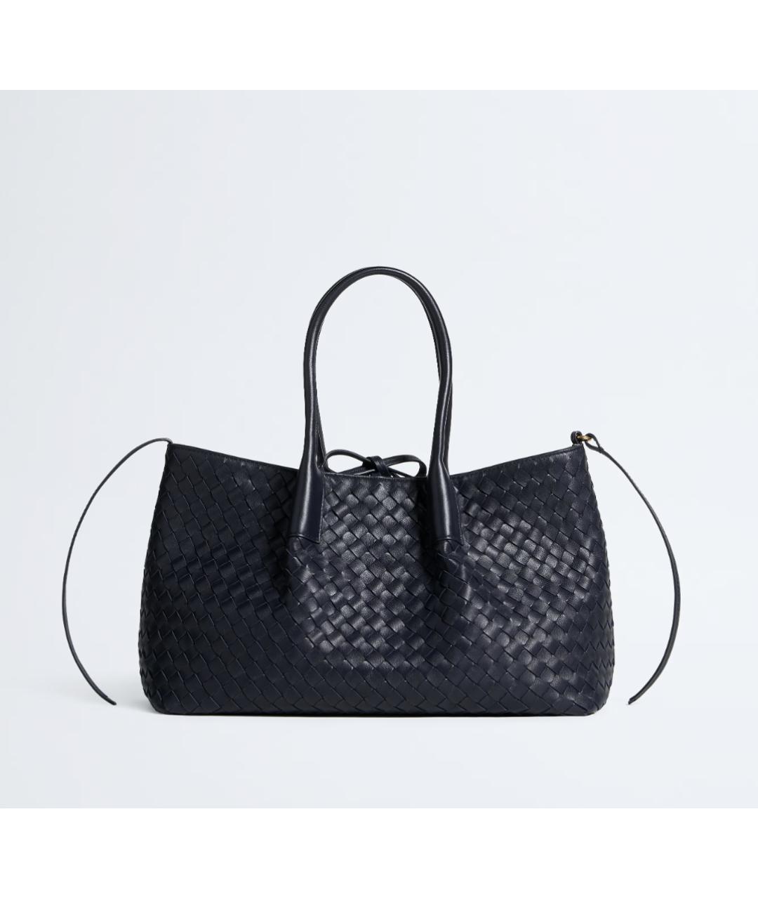 BOTTEGA VENETA Темно-синяя кожаная сумка тоут, фото 8