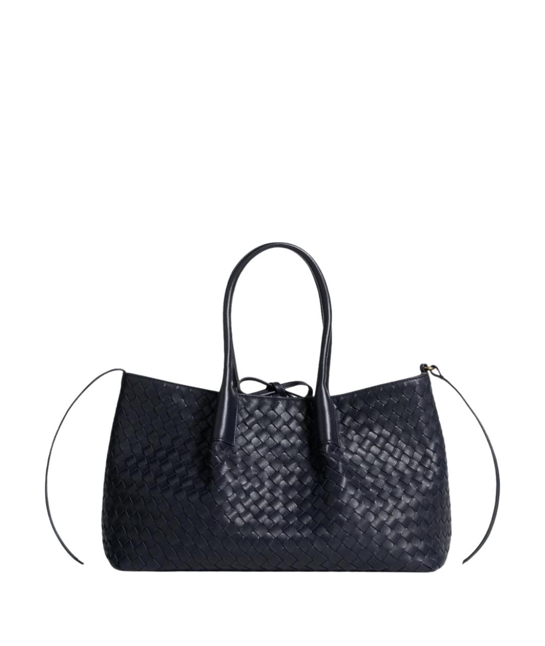 BOTTEGA VENETA Темно-синяя кожаная сумка тоут, фото 1