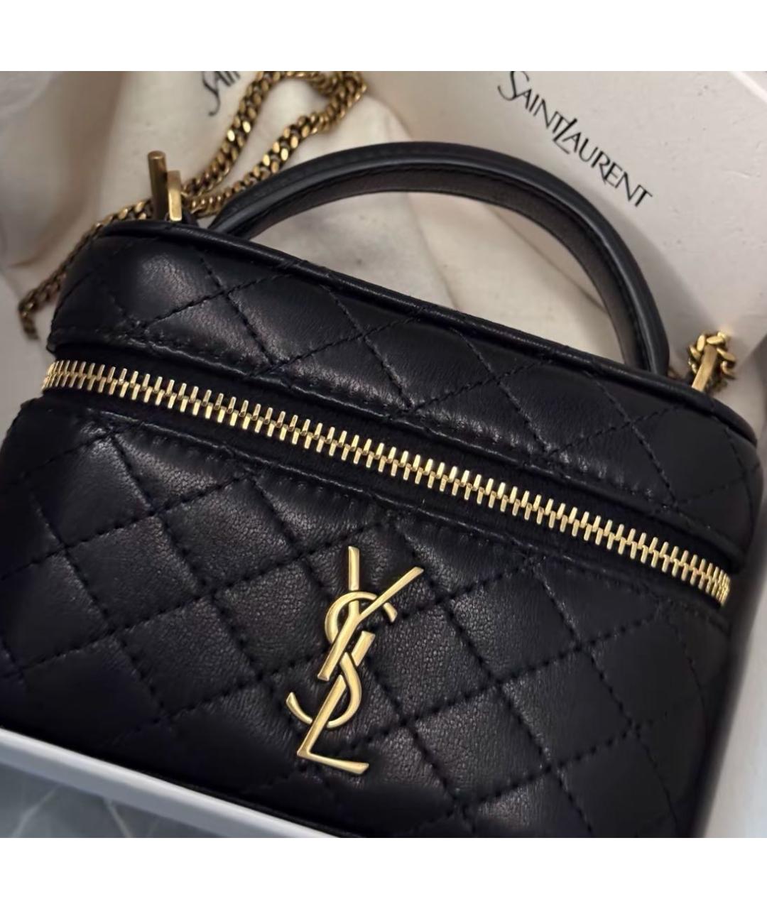 SAINT LAURENT Черная кожаная сумка через плечо, фото 4