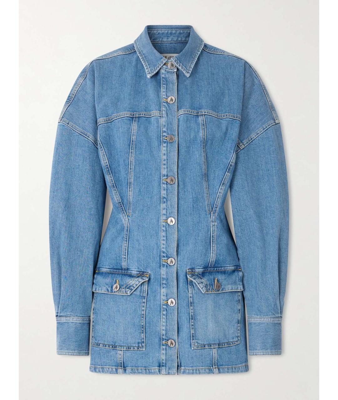 THE ATTICO Синее хлопко-эластановое коктейльное платье, фото 10