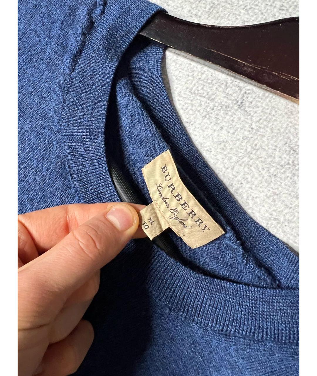 BURBERRY Темно-синий шерстяной джемпер / свитер, фото 5