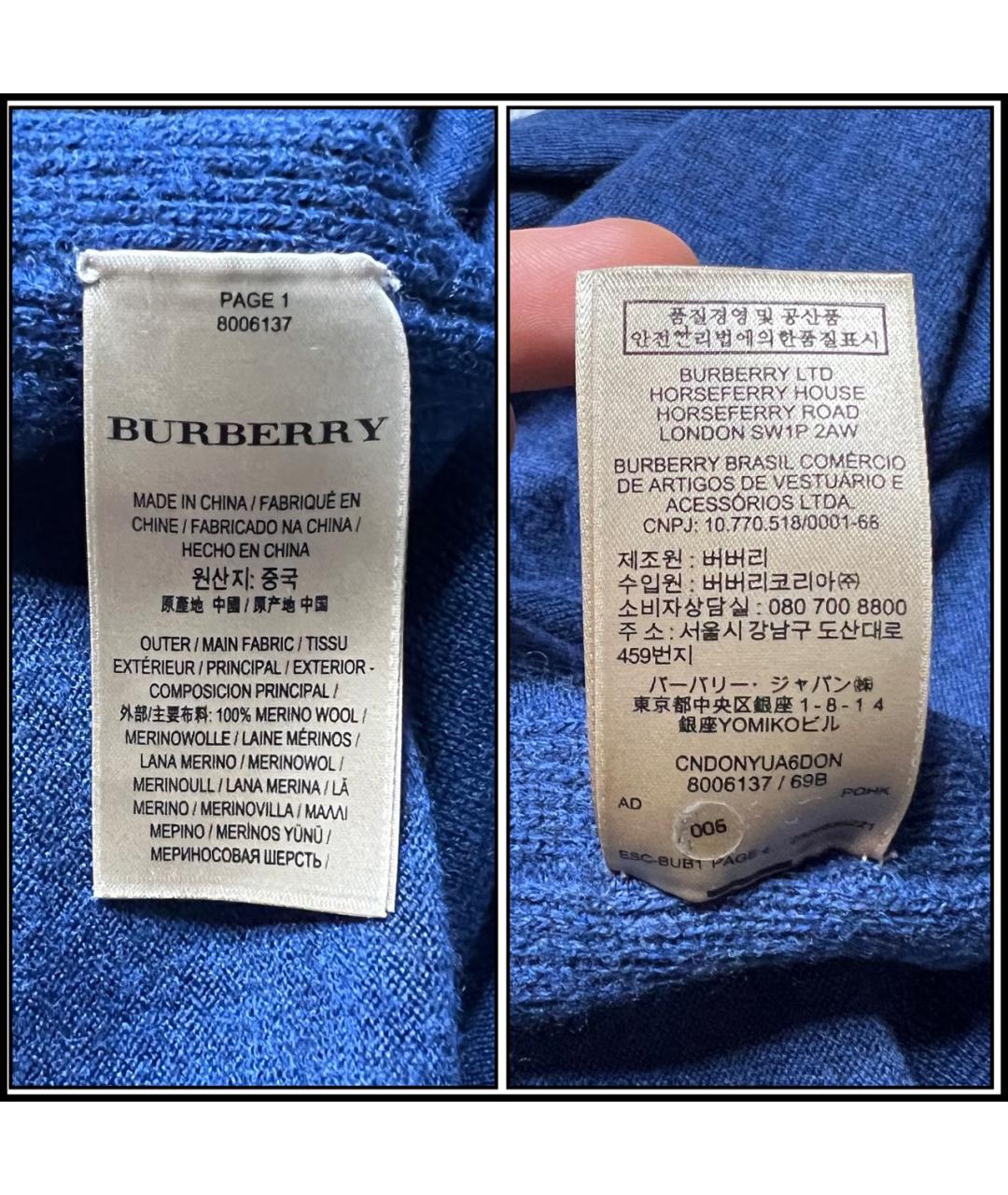 BURBERRY Темно-синий шерстяной джемпер / свитер, фото 8