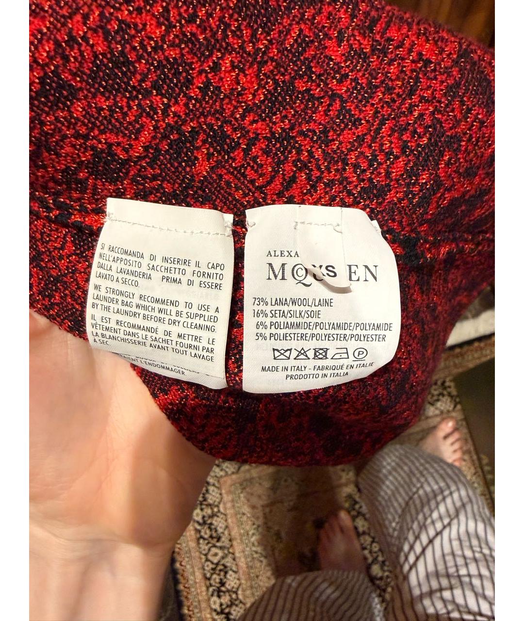 ALEXANDER MCQUEEN Красное вискозное коктейльное платье, фото 3