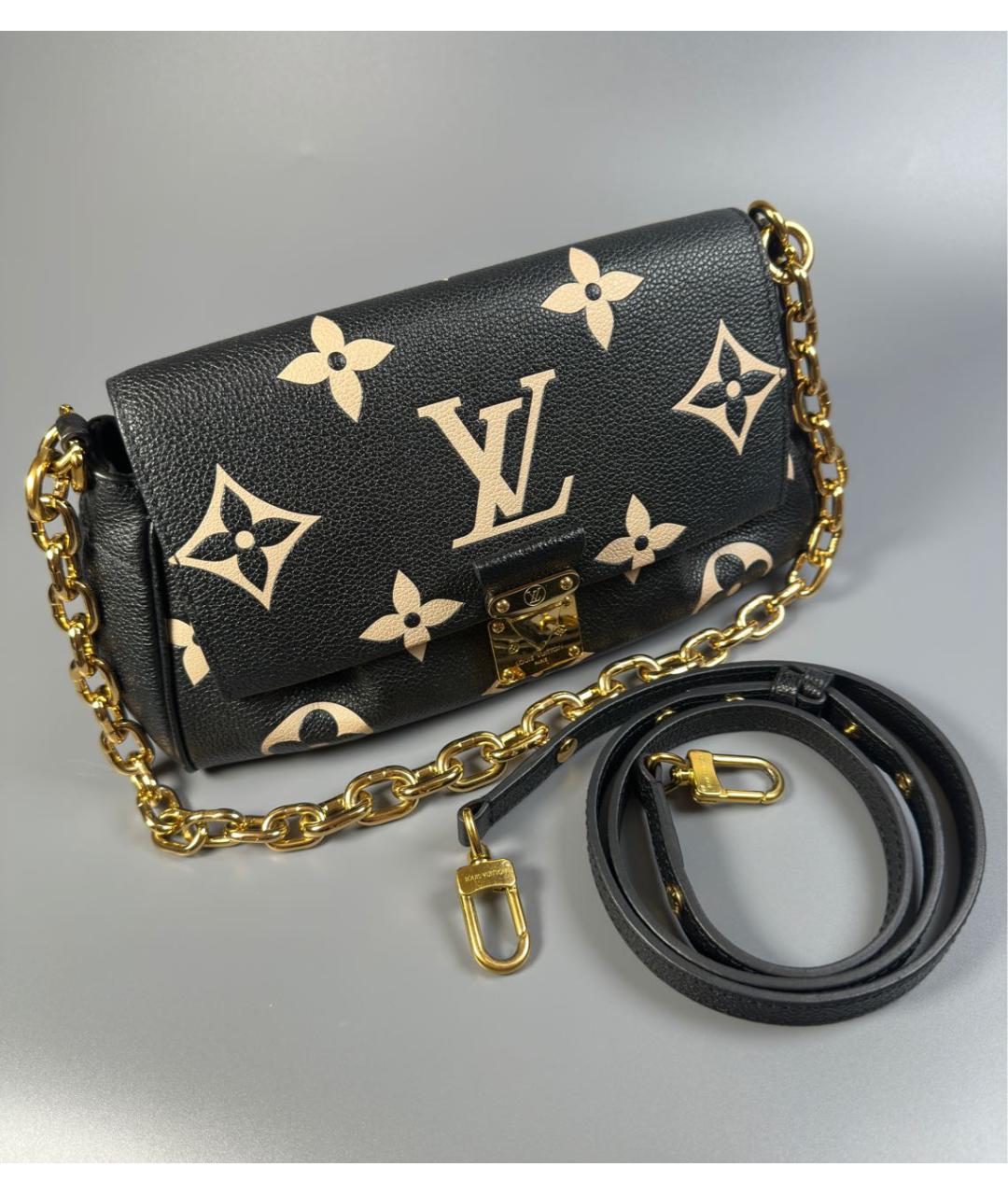 LOUIS VUITTON Черная кожаная сумка через плечо, фото 4