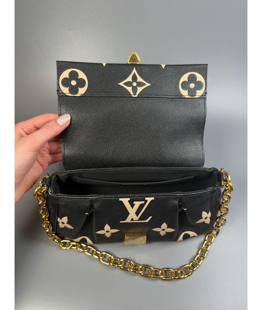 LOUIS VUITTON Черная кожаная сумка через плечо, фото 5