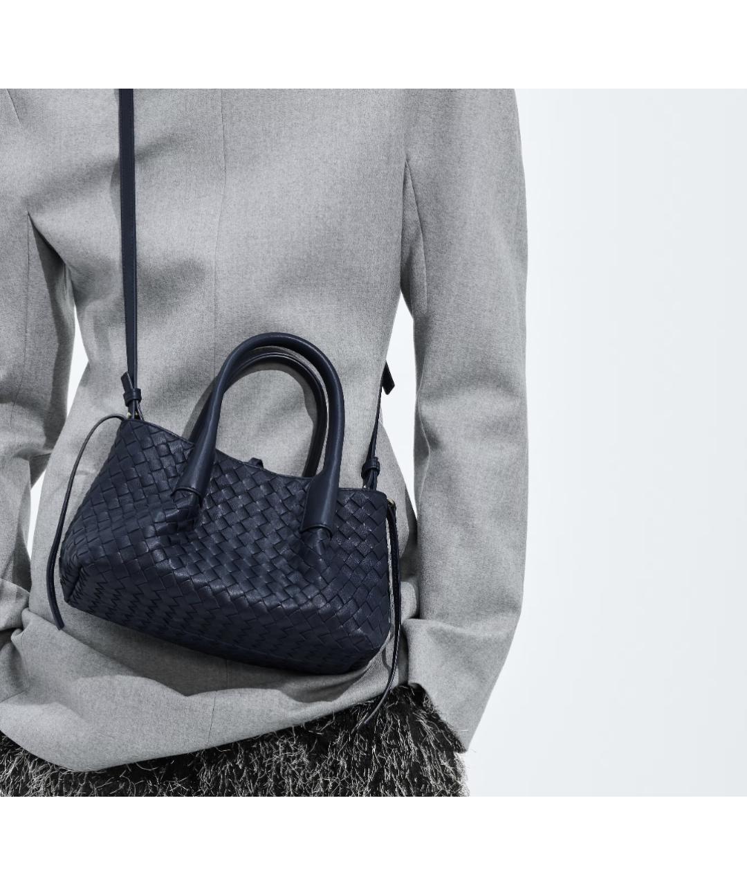 BOTTEGA VENETA Темно-синяя кожаная сумка тоут, фото 2