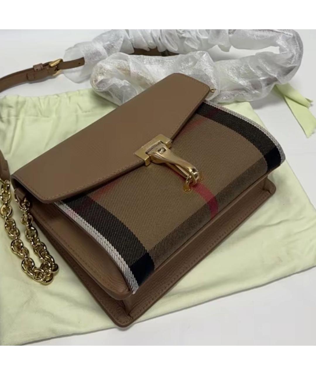 BURBERRY Бежевая кожаная сумка через плечо, фото 4