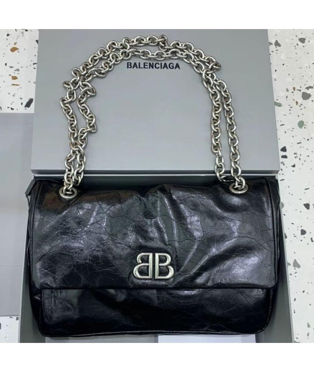 BALENCIAGA Черная кожаная сумка через плечо, фото 3