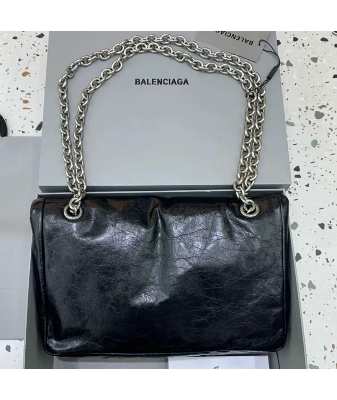 BALENCIAGA Черная кожаная сумка через плечо, фото 4