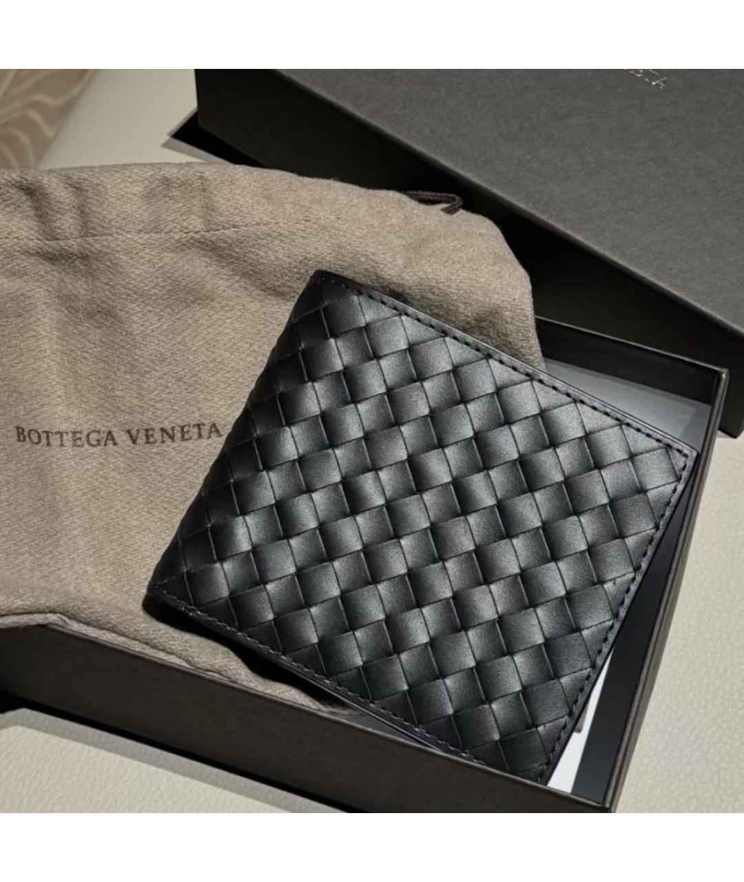 BOTTEGA VENETA Черный кожаный кошелек, фото 3