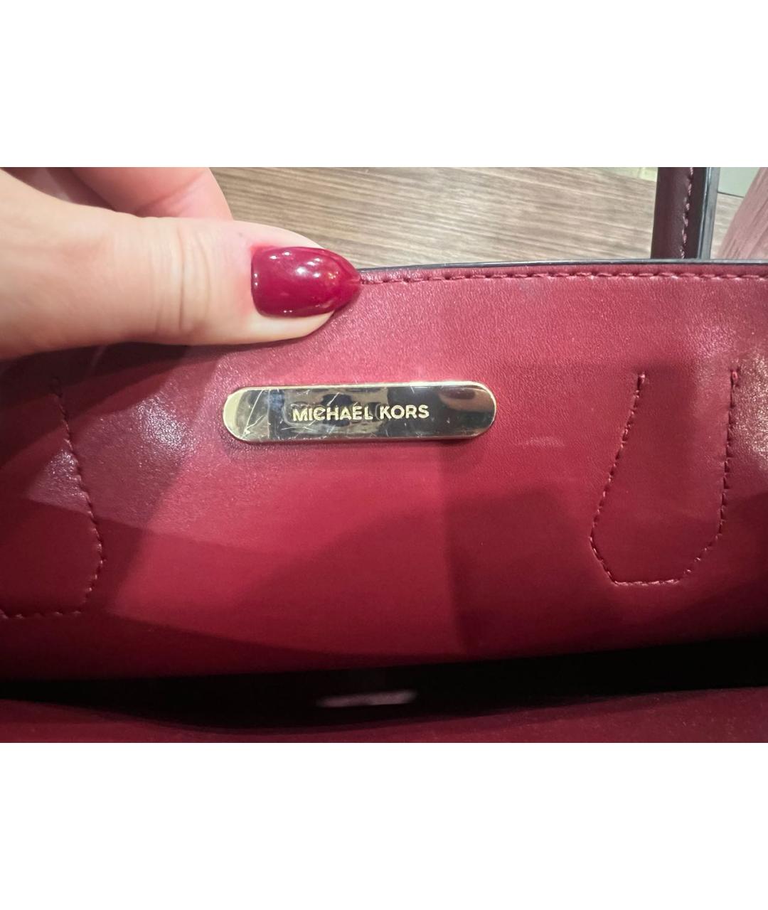 MICHAEL MICHAEL KORS Бордовая кожаная сумка тоут, фото 4