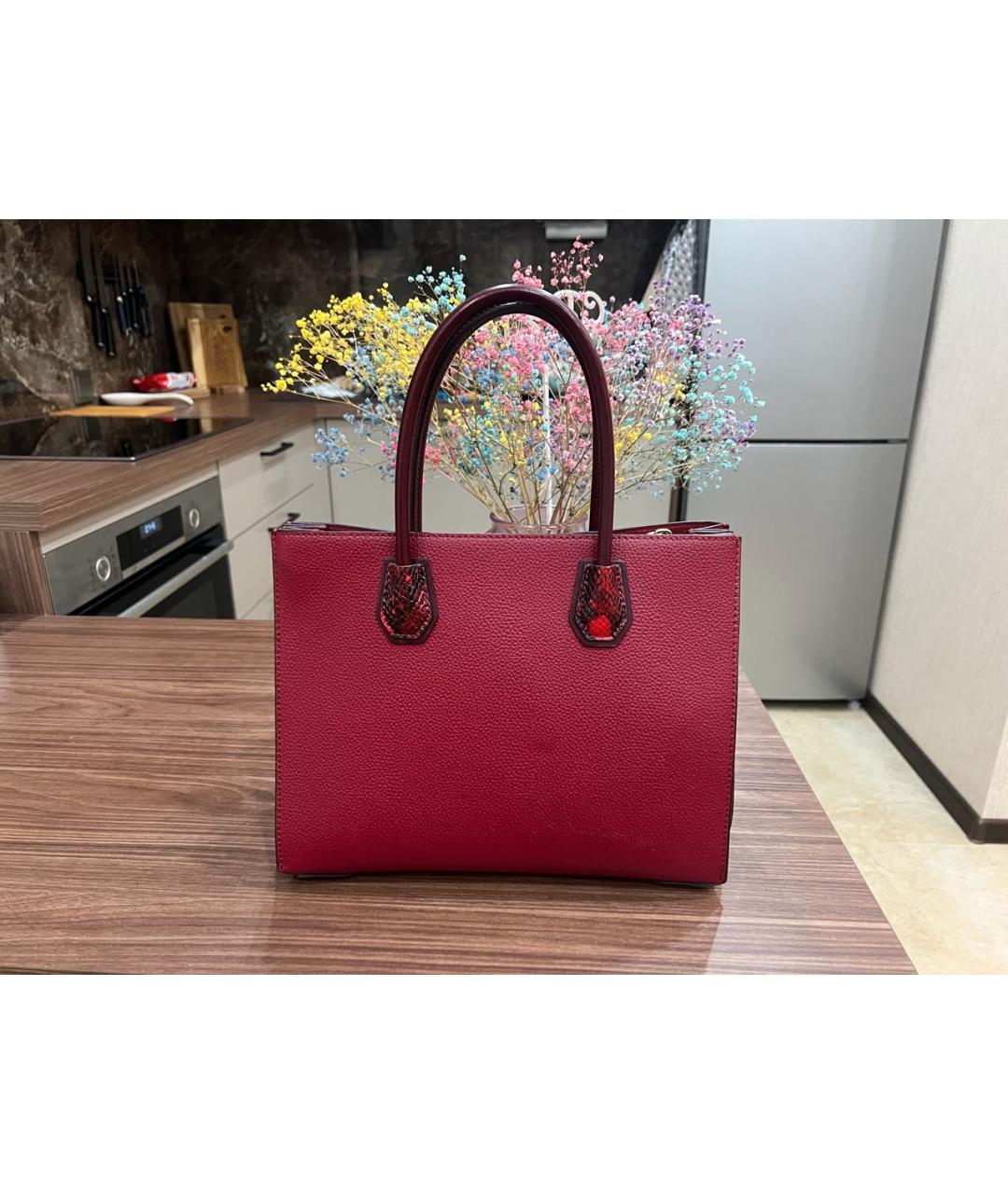 MICHAEL MICHAEL KORS Бордовая кожаная сумка тоут, фото 2
