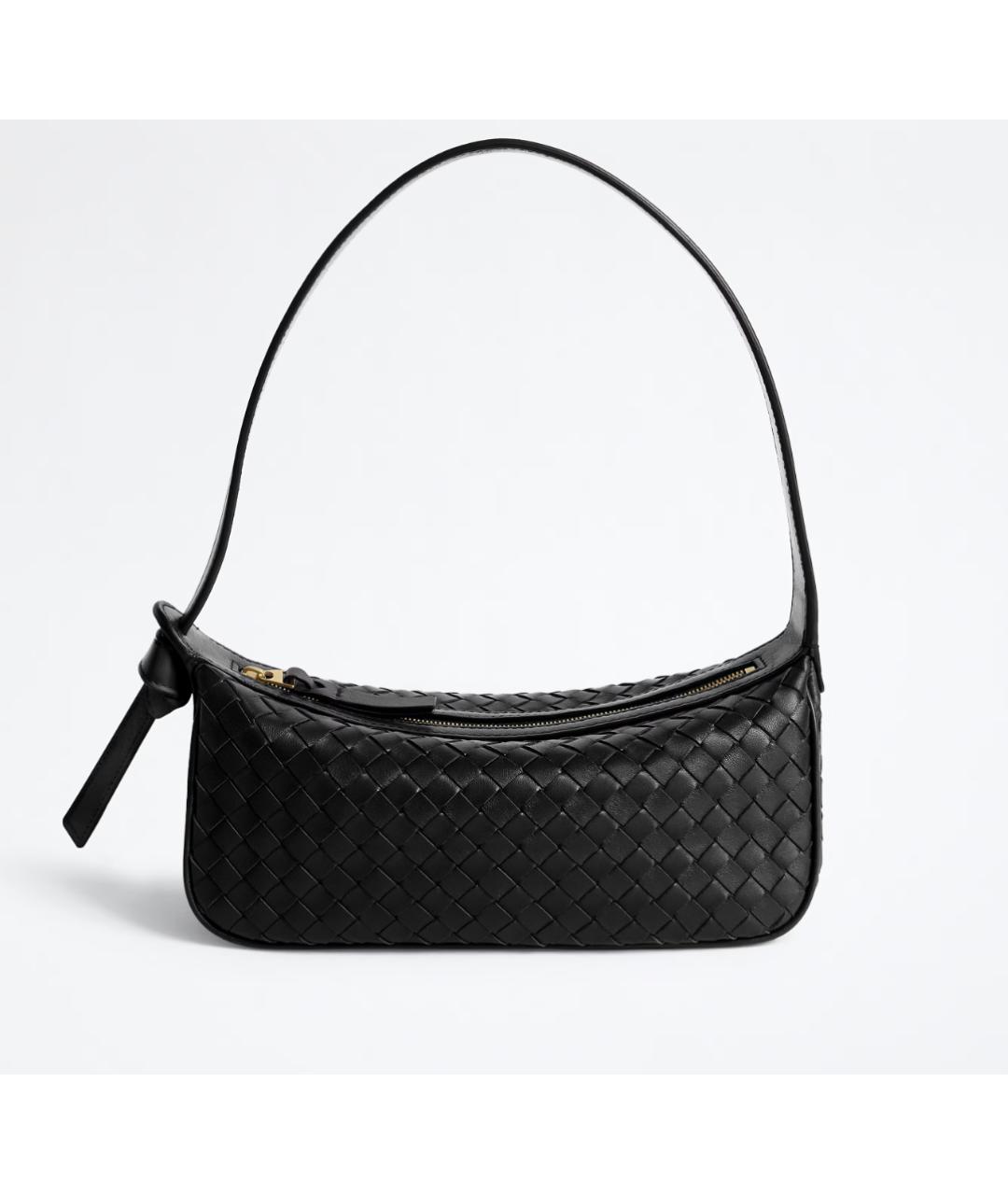 BOTTEGA VENETA Черная кожаная сумка с короткими ручками, фото 6