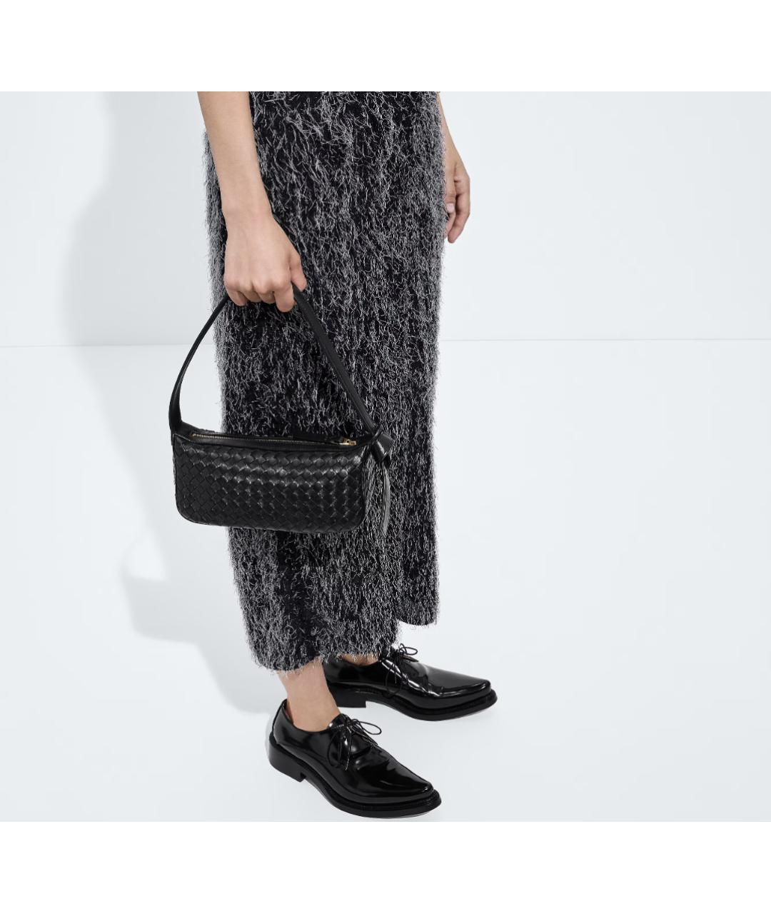 BOTTEGA VENETA Черная кожаная сумка с короткими ручками, фото 2