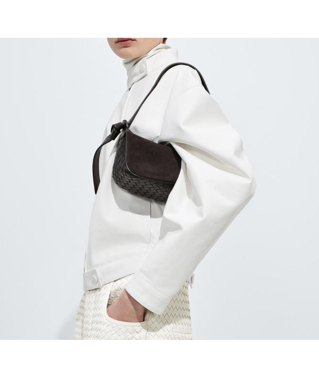 BOTTEGA VENETA Коричневая кожаная сумка с короткими ручками, фото 5