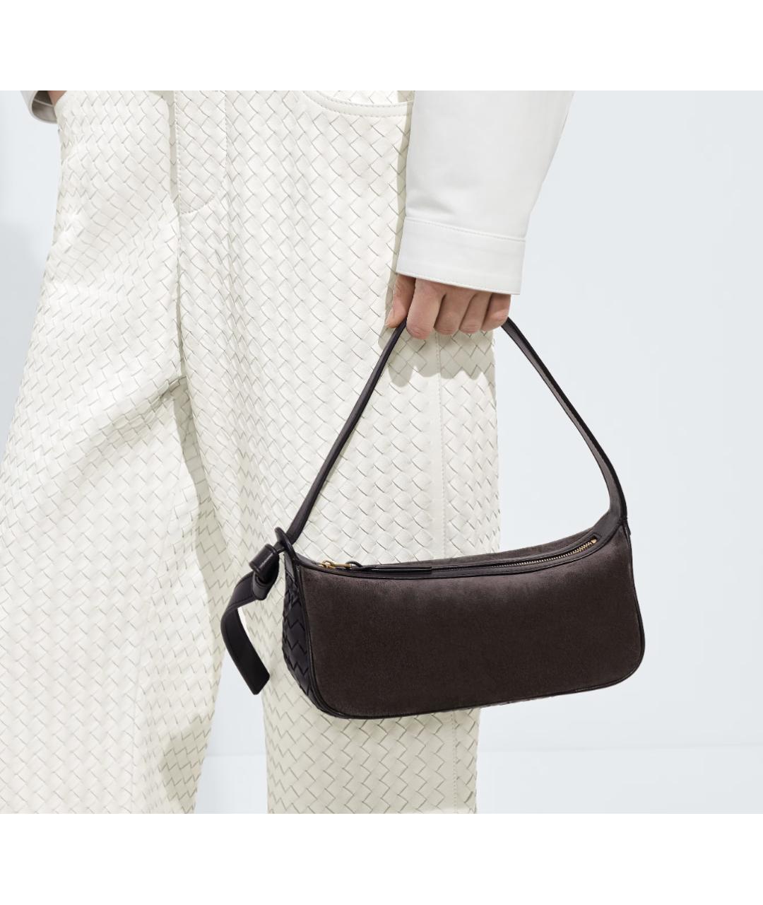 BOTTEGA VENETA Коричневая кожаная сумка с короткими ручками, фото 2