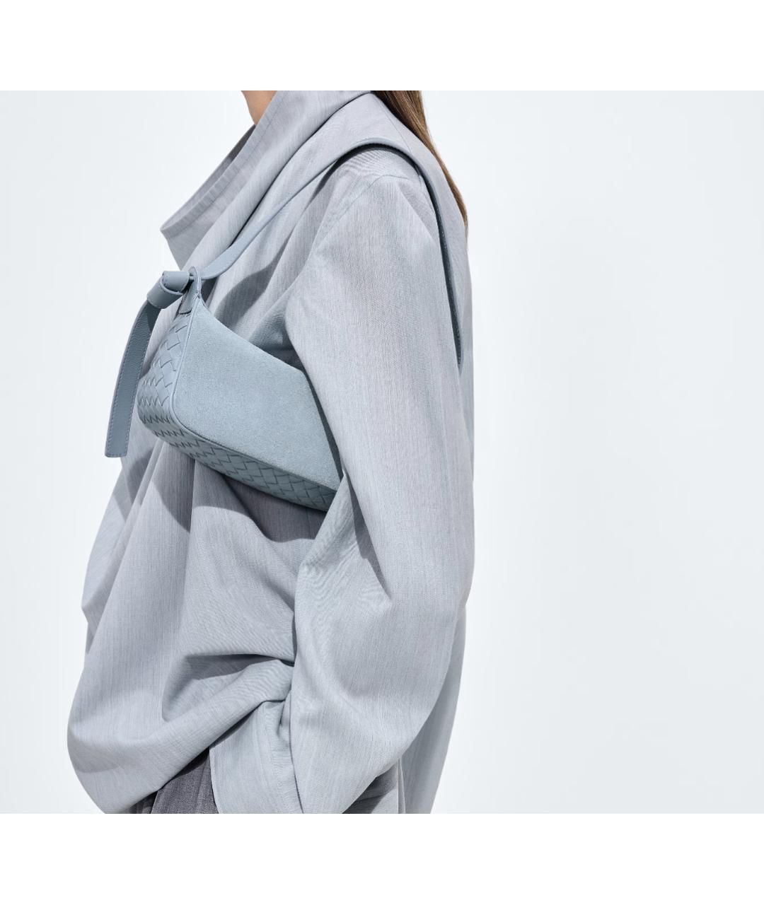 BOTTEGA VENETA Голубая кожаная сумка с короткими ручками, фото 2