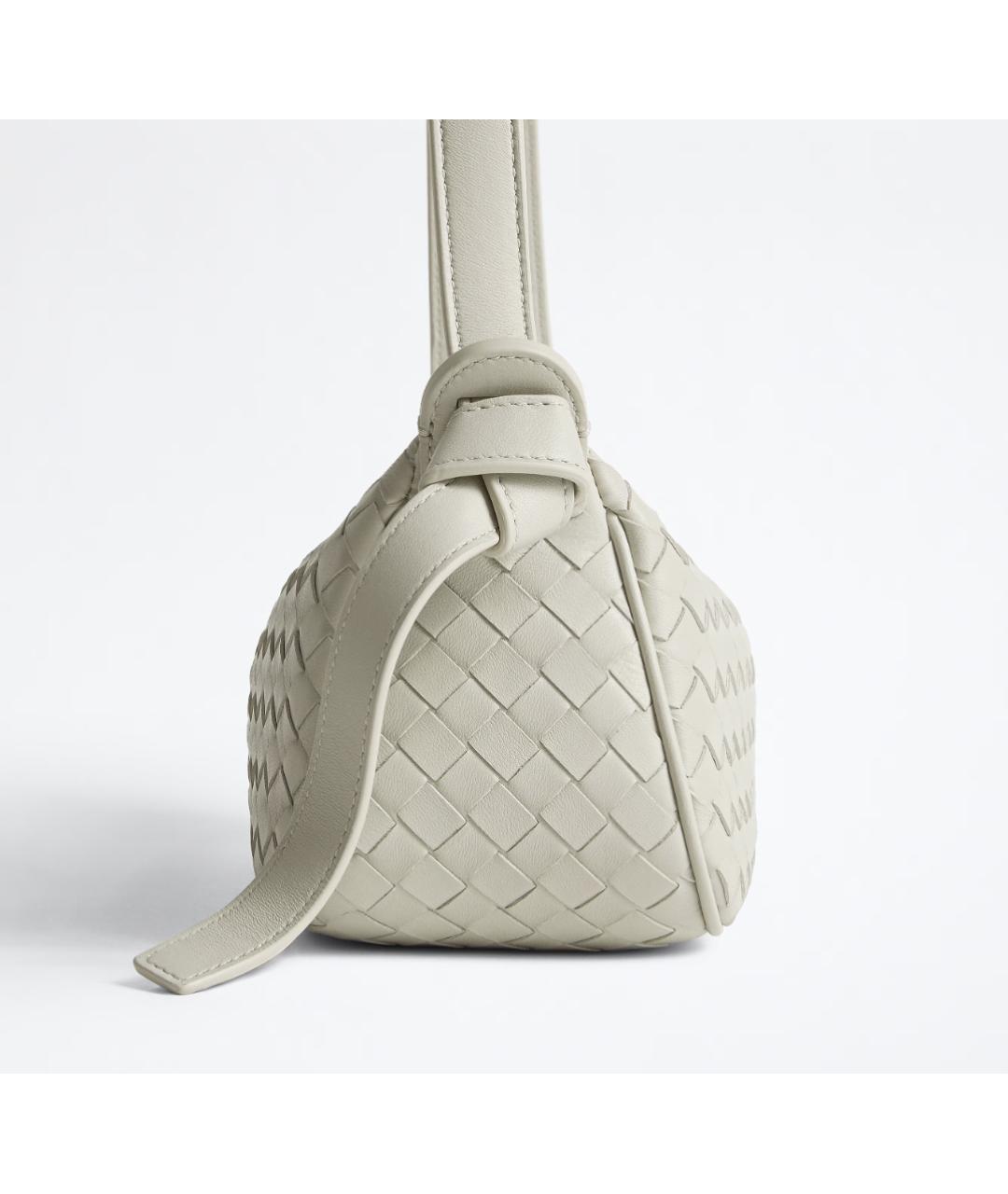 BOTTEGA VENETA Белая сумка с короткими ручками из канвы, фото 3