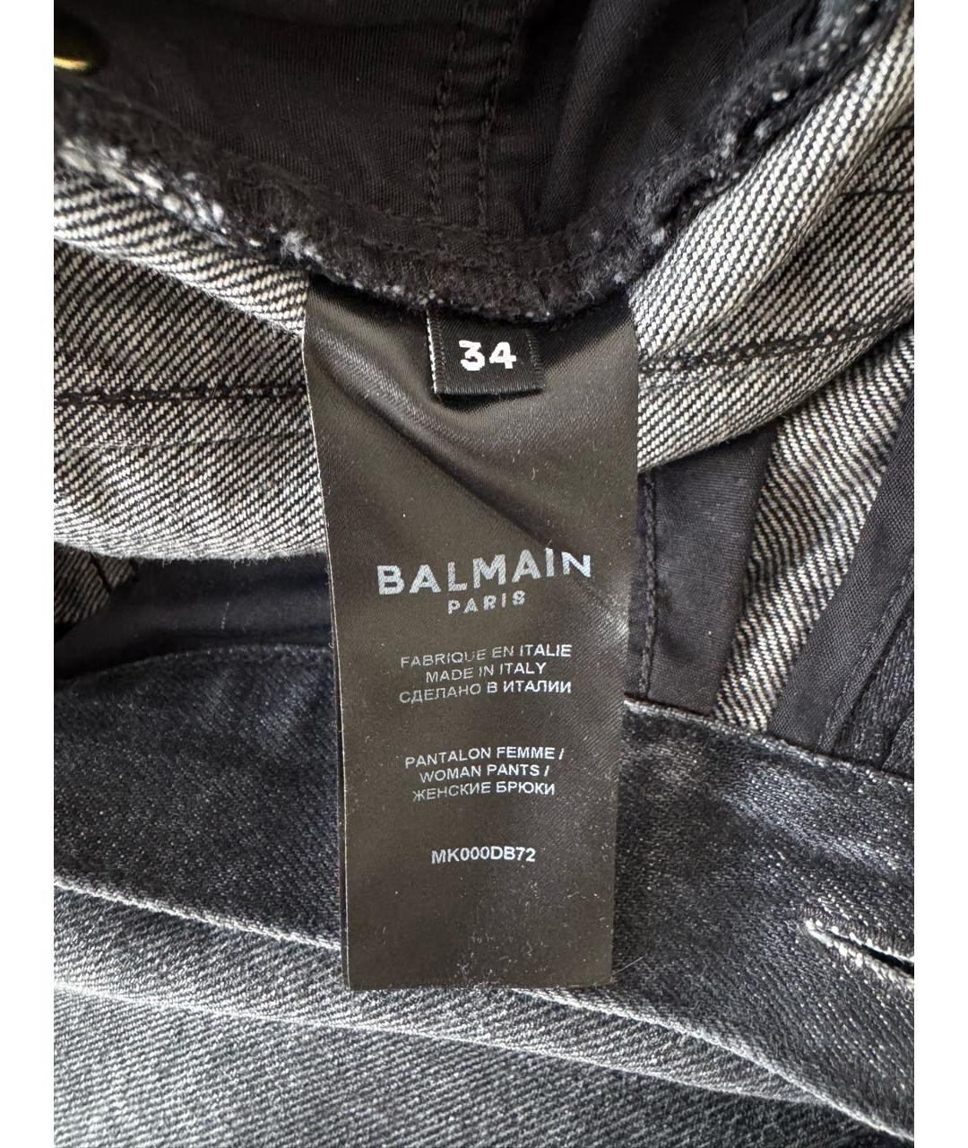 BALMAIN Черные хлопок-полиэтиленовые прямые джинсы, фото 6