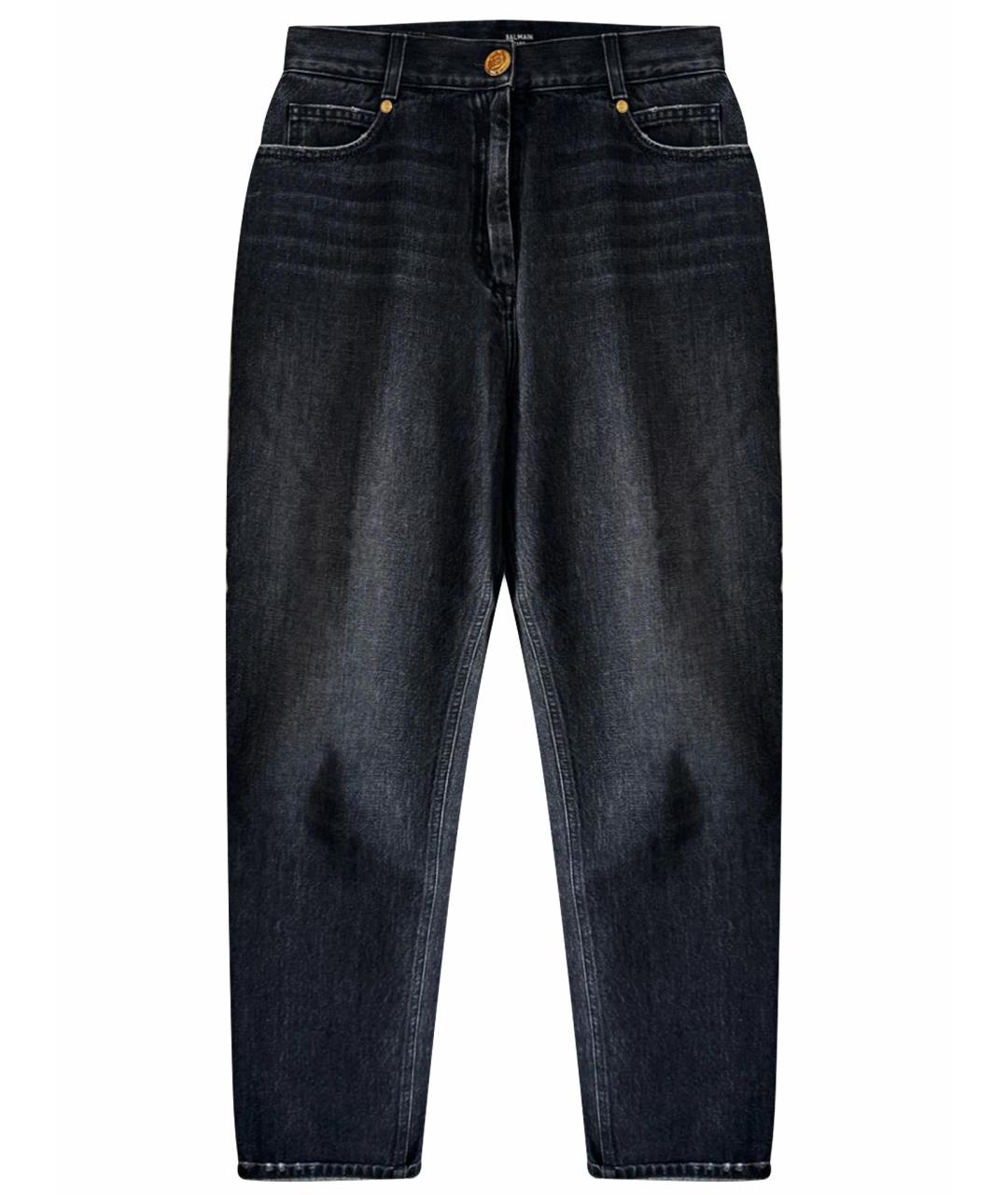 BALMAIN Черные хлопок-полиэтиленовые прямые джинсы, фото 1