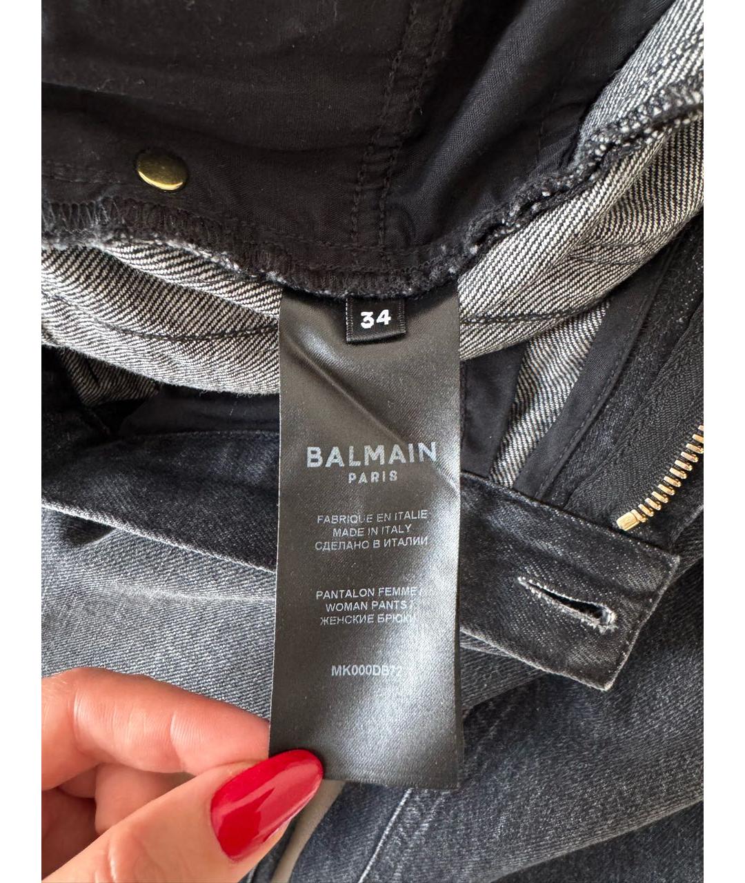 BALMAIN Черные хлопок-полиэтиленовые прямые джинсы, фото 4