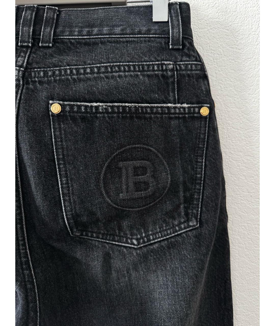 BALMAIN Черные хлопок-полиэтиленовые прямые джинсы, фото 3