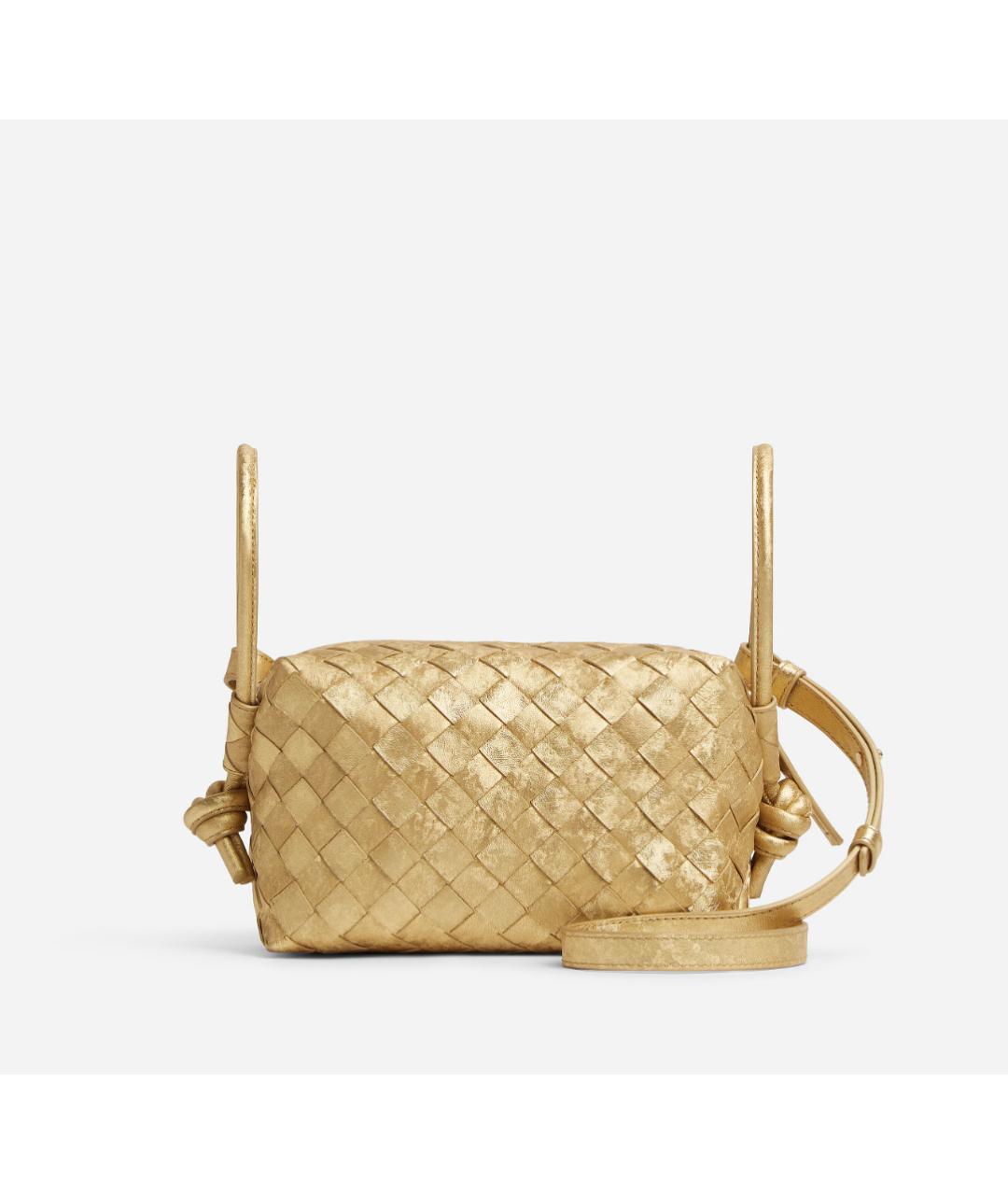 BOTTEGA VENETA Золотая кожаная сумка через плечо, фото 2