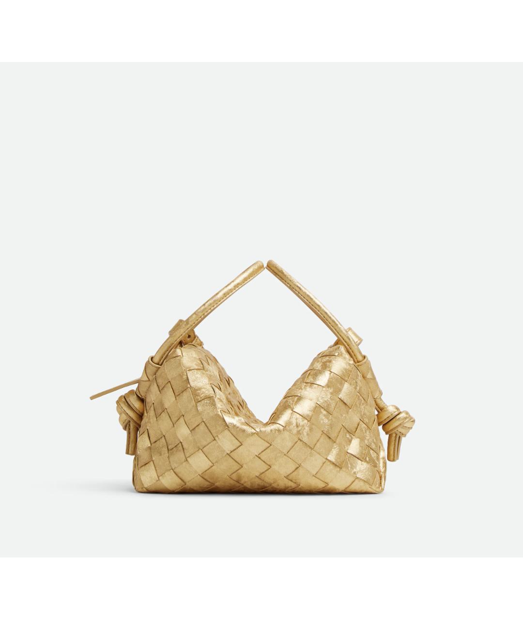 BOTTEGA VENETA Золотая кожаная сумка через плечо, фото 7