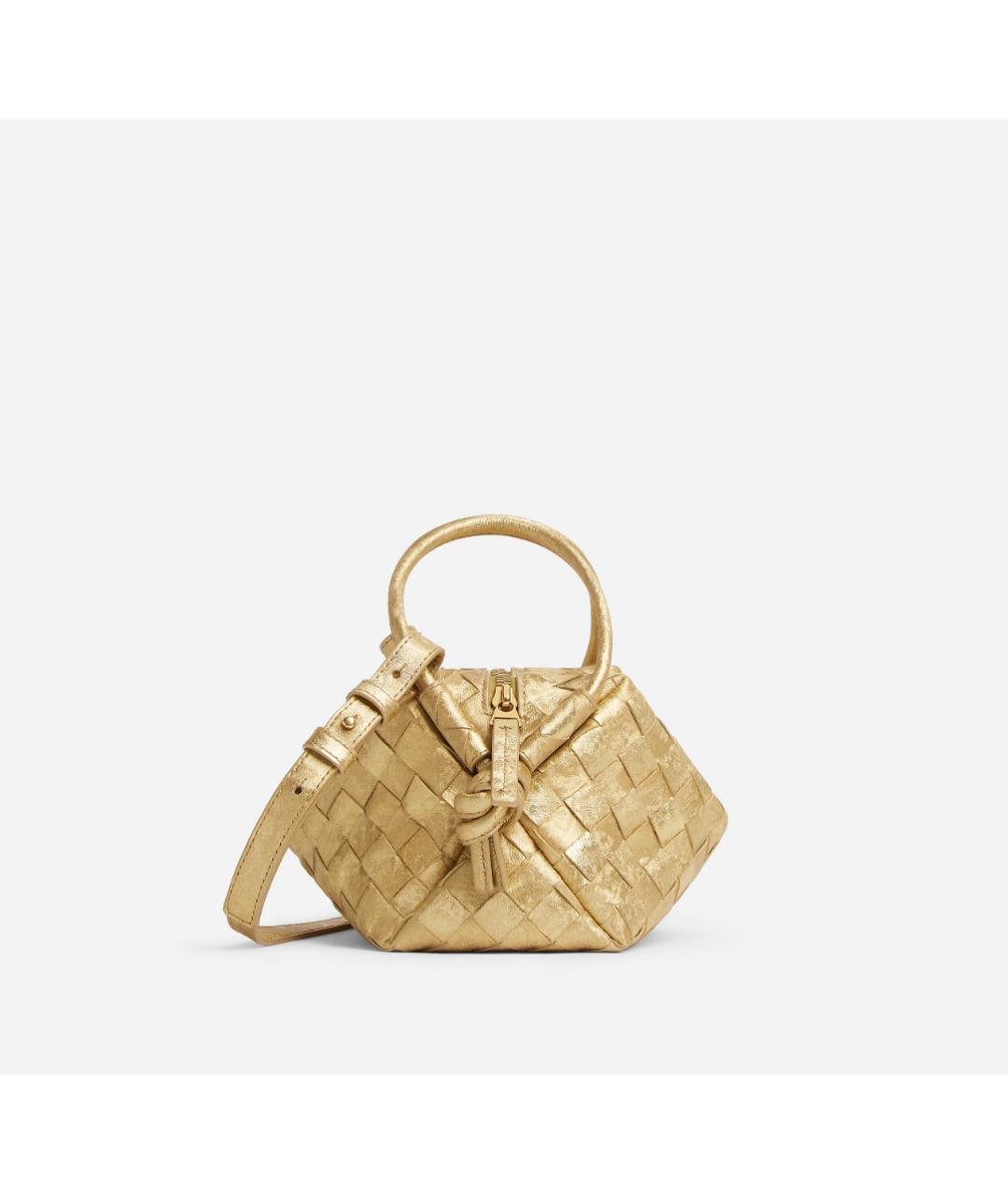 BOTTEGA VENETA Золотая кожаная сумка через плечо, фото 6