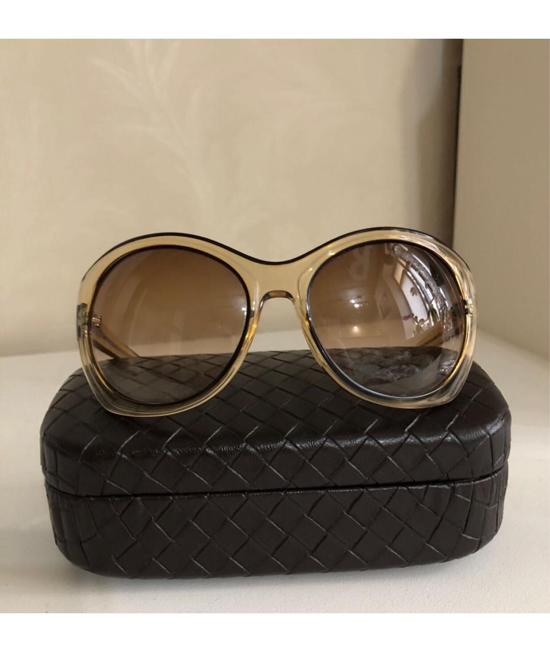 BOTTEGA VENETA Бежевые пластиковые солнцезащитные очки, фото 9