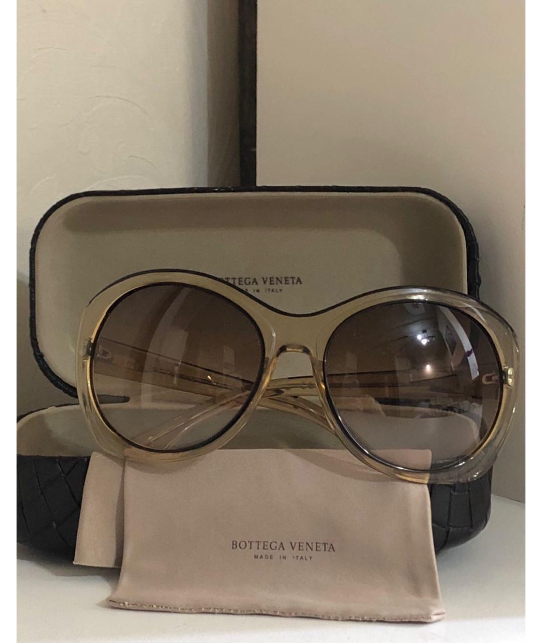 BOTTEGA VENETA Бежевые пластиковые солнцезащитные очки, фото 4