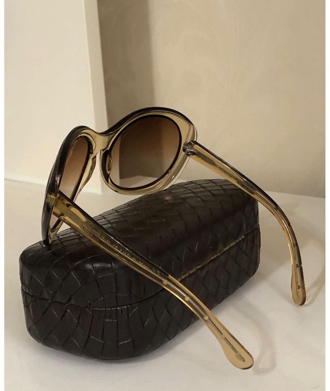 BOTTEGA VENETA Бежевые пластиковые солнцезащитные очки, фото 7