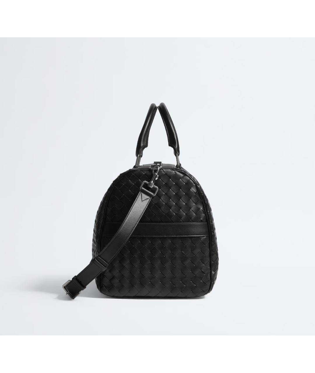 BOTTEGA VENETA Черная кожаная дорожная/спортивная сумка, фото 4