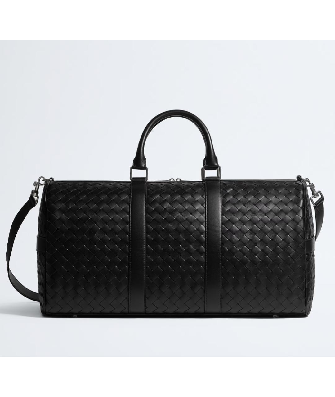 BOTTEGA VENETA Черная кожаная дорожная/спортивная сумка, фото 5
