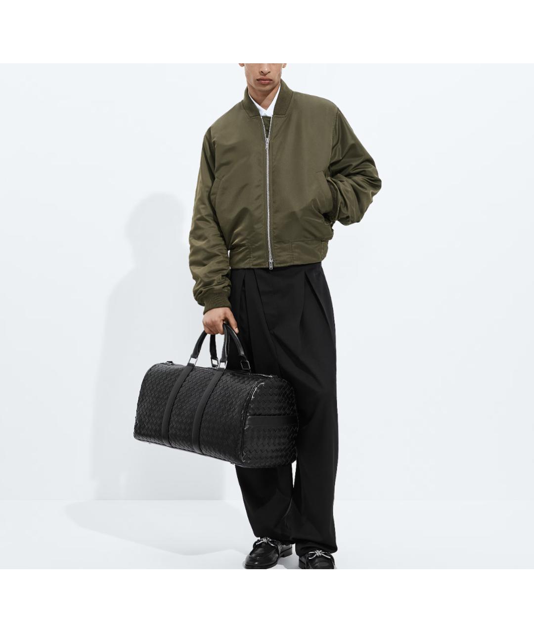BOTTEGA VENETA Черная кожаная дорожная/спортивная сумка, фото 2