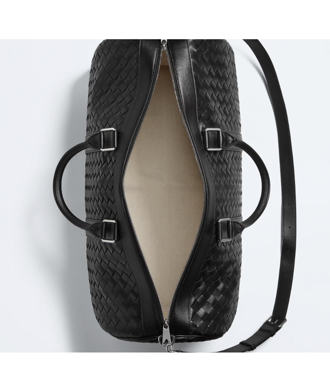 BOTTEGA VENETA Черная кожаная дорожная/спортивная сумка, фото 3